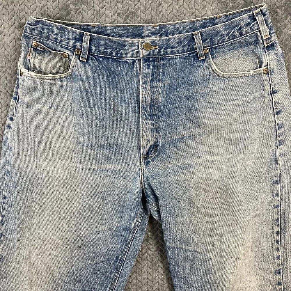 Carhartt Relaxed Fit Denim Jeans Mens 42x30 Light Wash Distressed Workwear USA